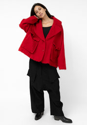 Oversized Drop Shoulder Wool Blend Jacket