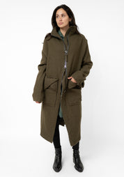 Distressed Details Wool Maxi Jacket
