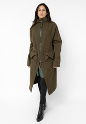 Distressed Details Wool Maxi Jacket