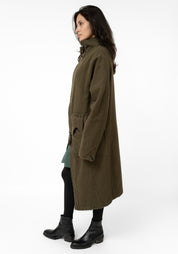 Distressed Details Wool Maxi Jacket