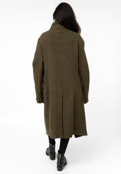 Distressed Details Wool Maxi Jacket