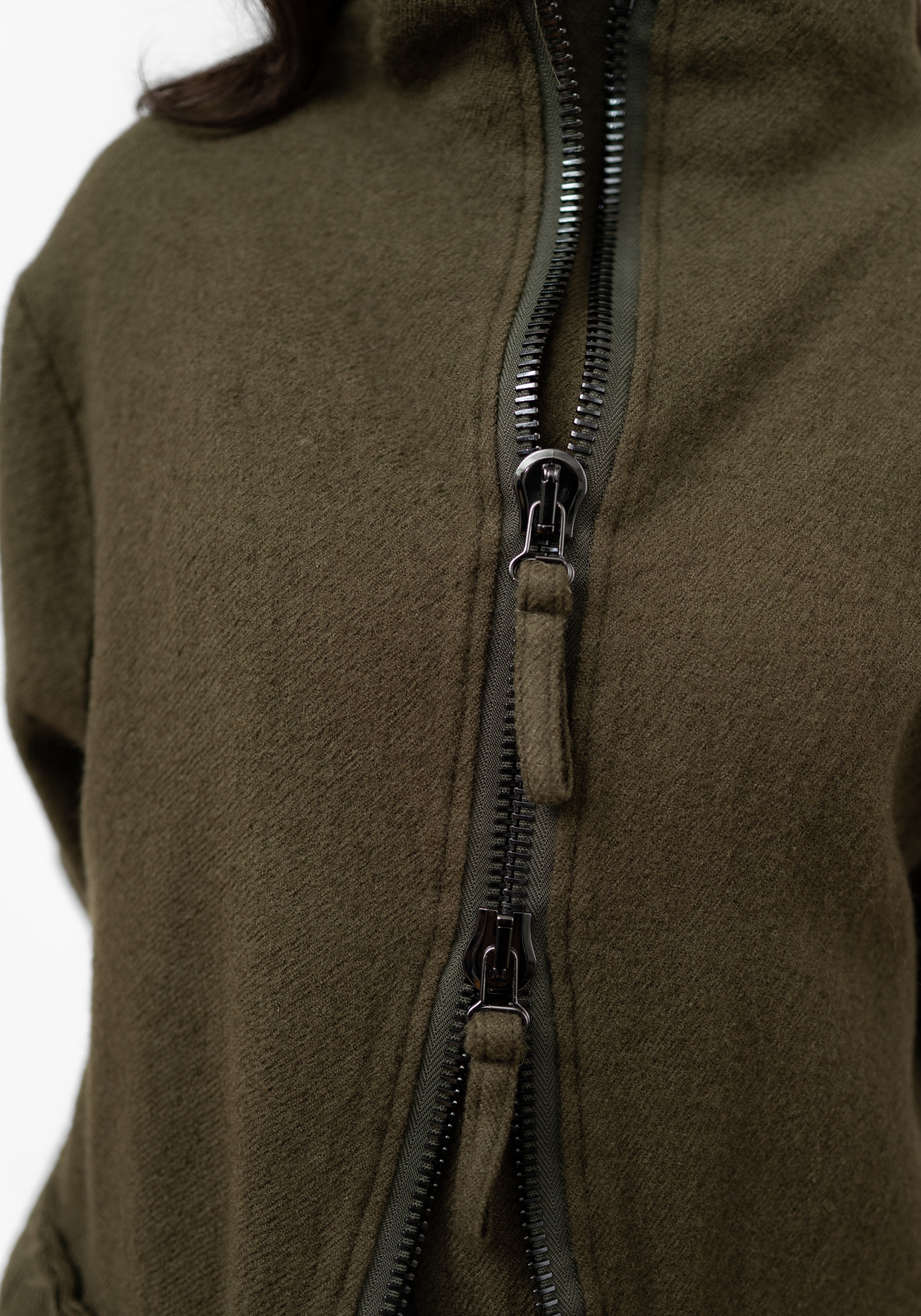 Distressed Details Wool Maxi Jacket