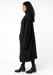 Distressed Details Wool Maxi Jacket