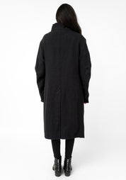 Distressed Details Wool Maxi Jacket