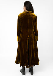 Gold Silk Velvet Tuxedo Maxi Coat