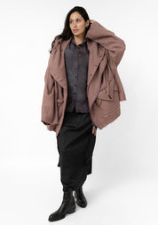 Oversized Hooded Layered Wool Jacket
