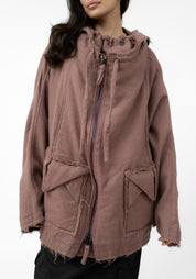 Oversized Hooded Layered Wool Jacket