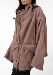 Oversized Hooded Layered Wool Jacket