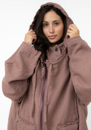 Oversized Hooded Layered Wool Jacket
