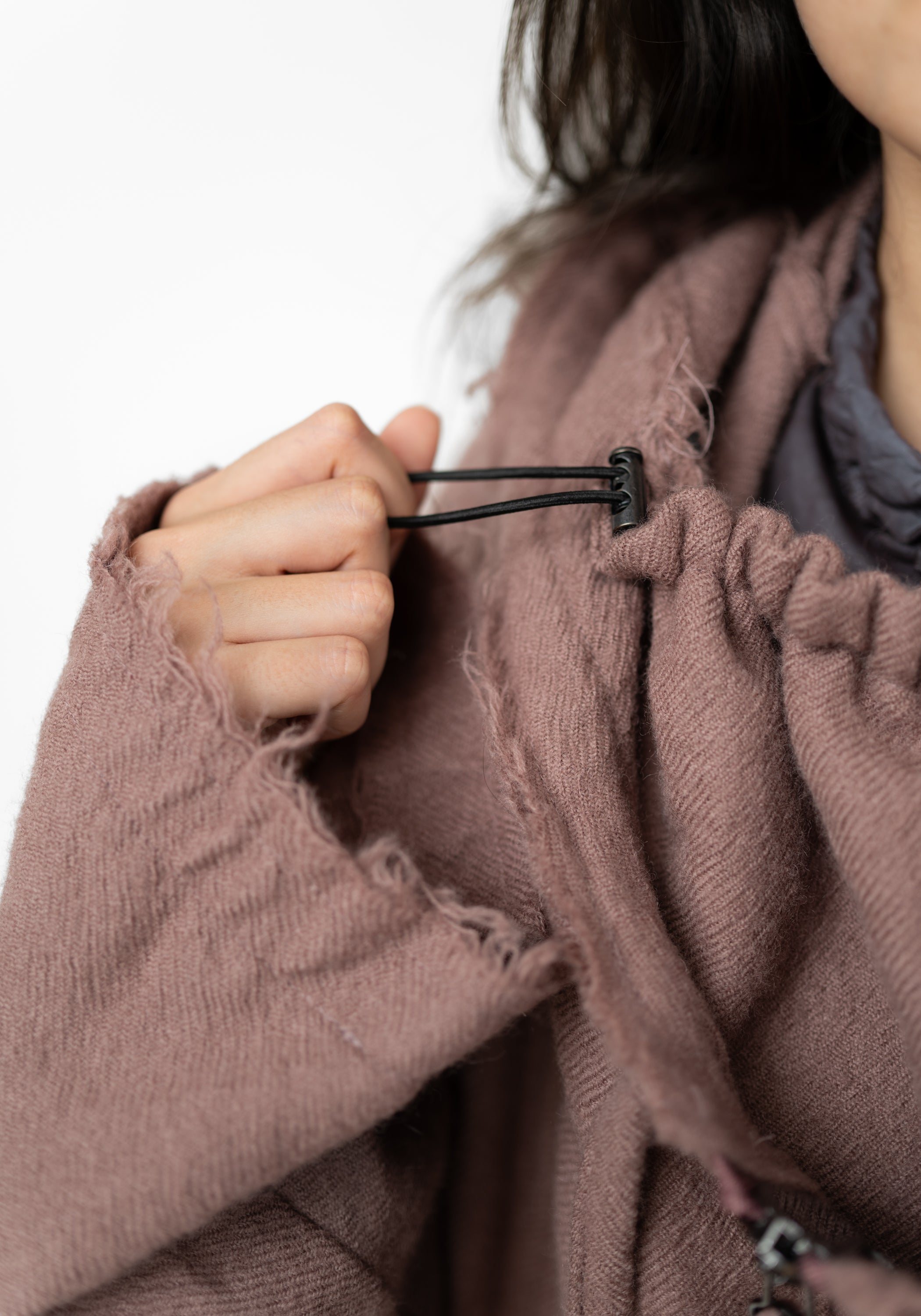 Oversized Hooded Layered Wool Jacket
