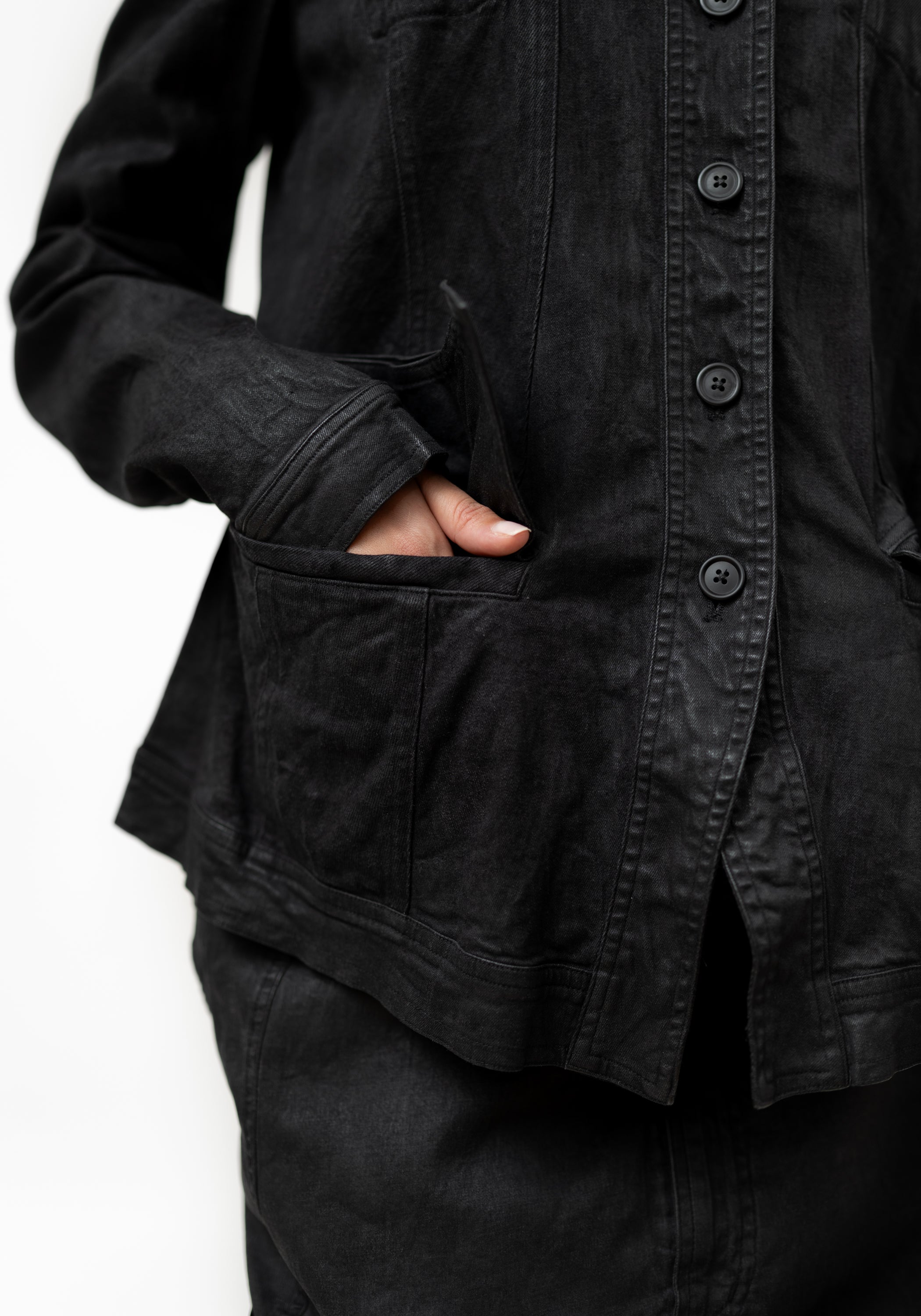 Coated Denim Nipped Waist Jacket | Rundholz – December Thieves