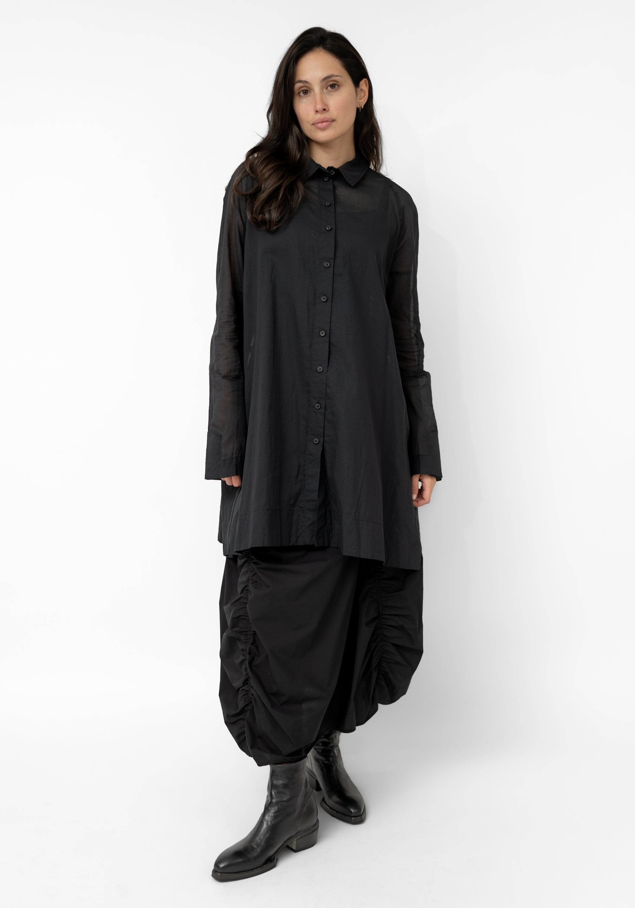 Semi-Sheer Oversized Voile Blouse