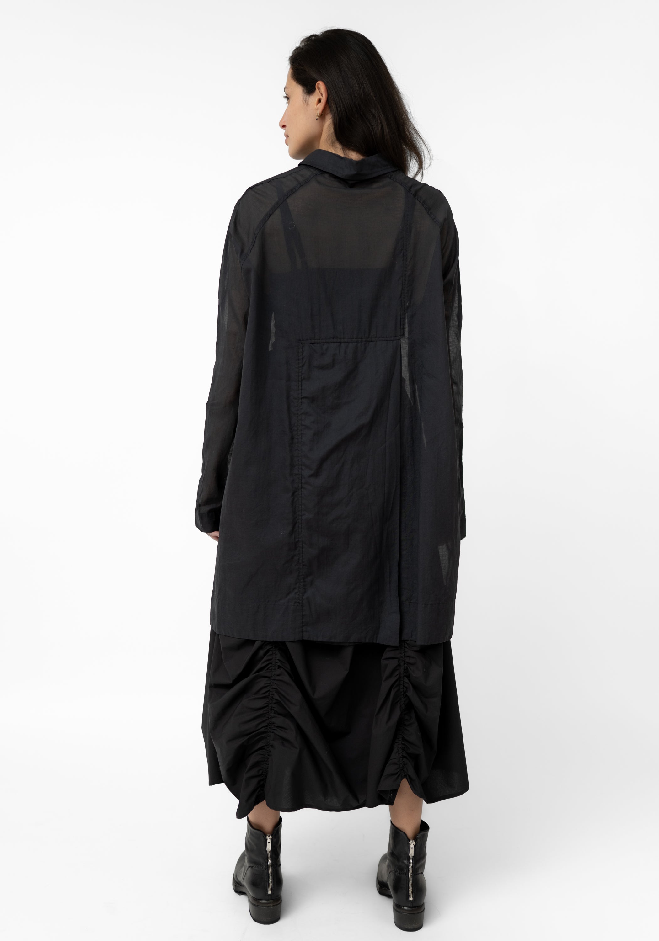 Semi-Sheer Oversized Voile Blouse
