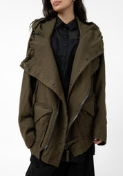 Oversized Hooded Layered Wool Jacket