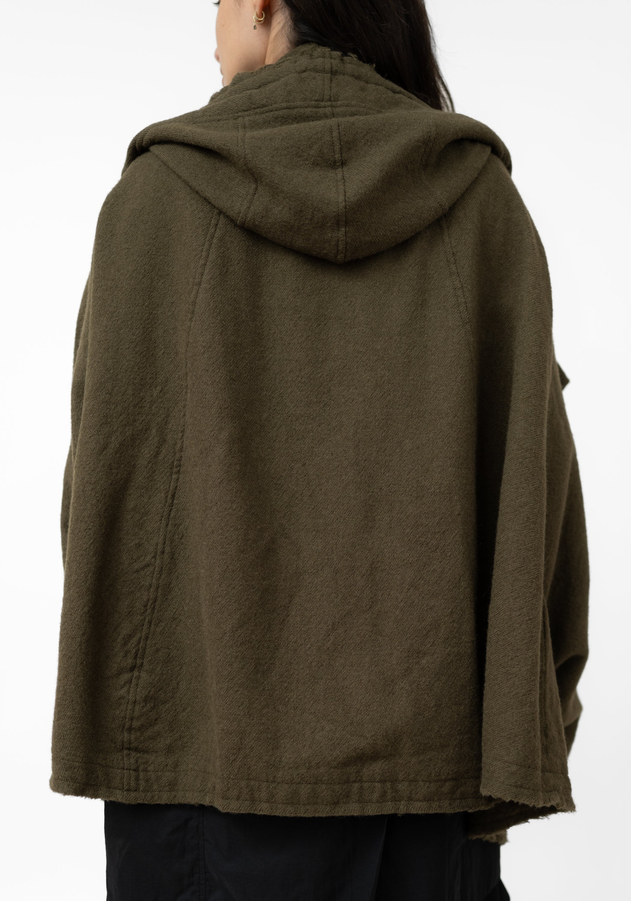 Oversized Hooded Layered Wool Jacket