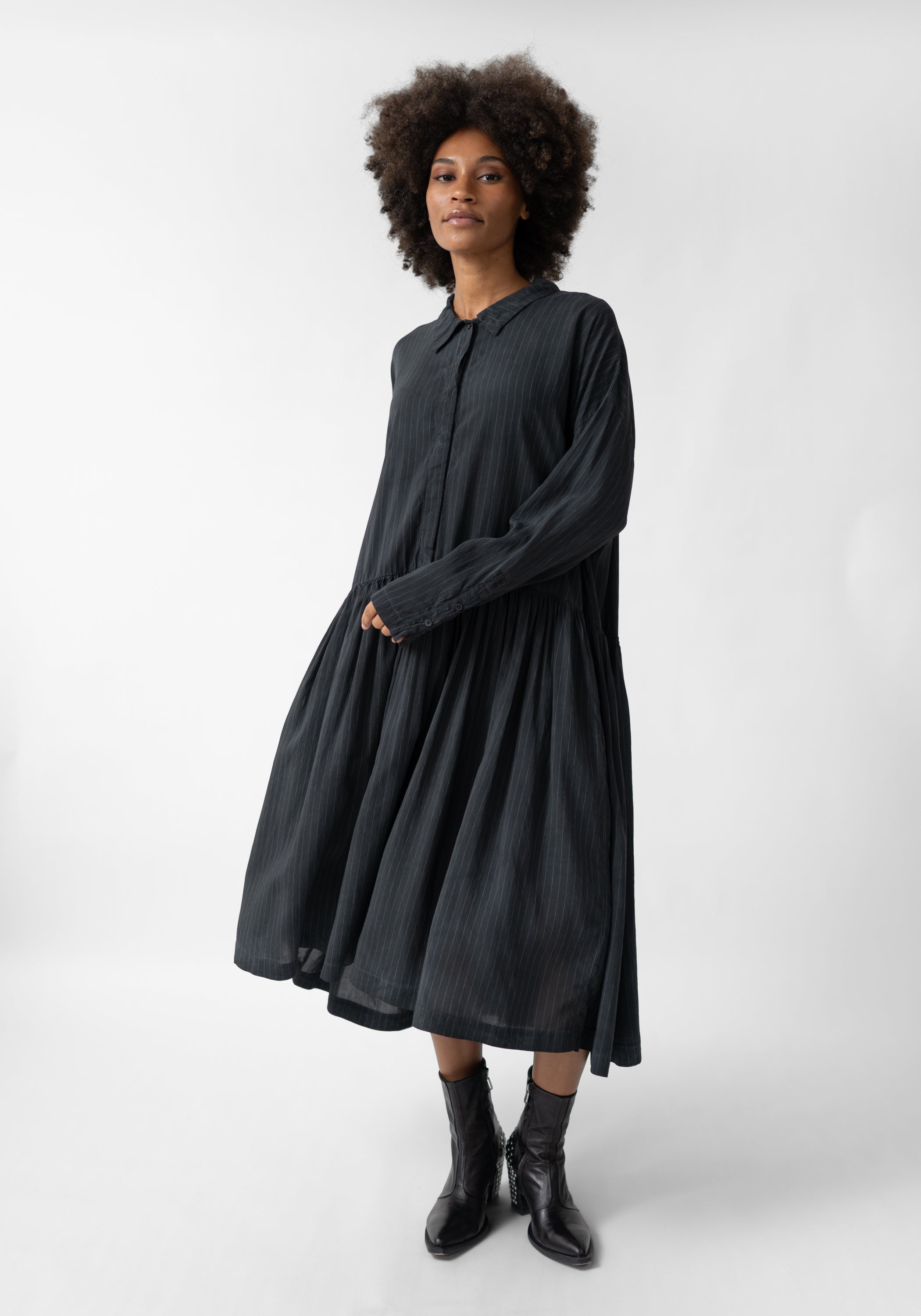 Oversized Silk Blend Shirt Dress