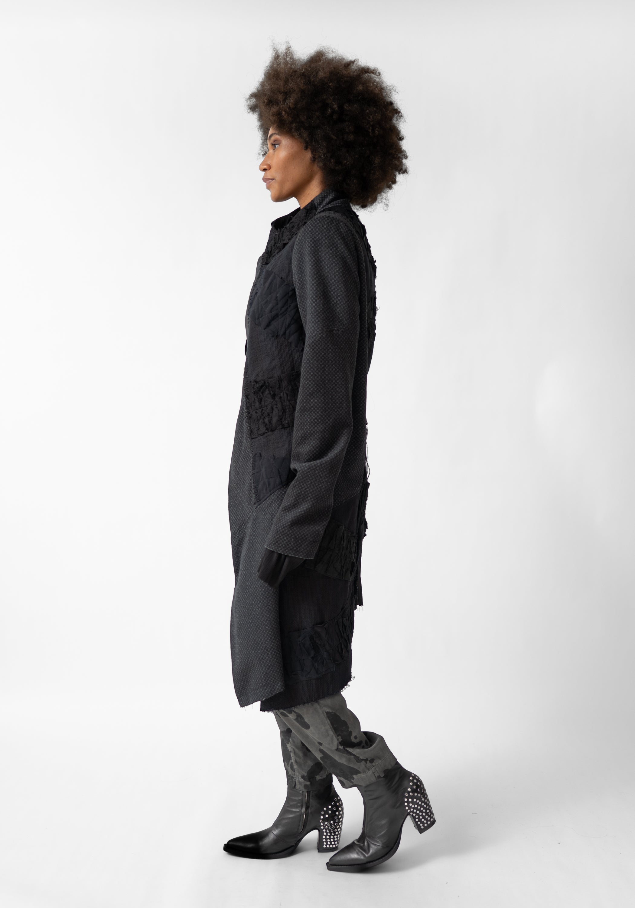 Opal Asymmetric Paneled Button and Tie Front Blazer - December Thieves
