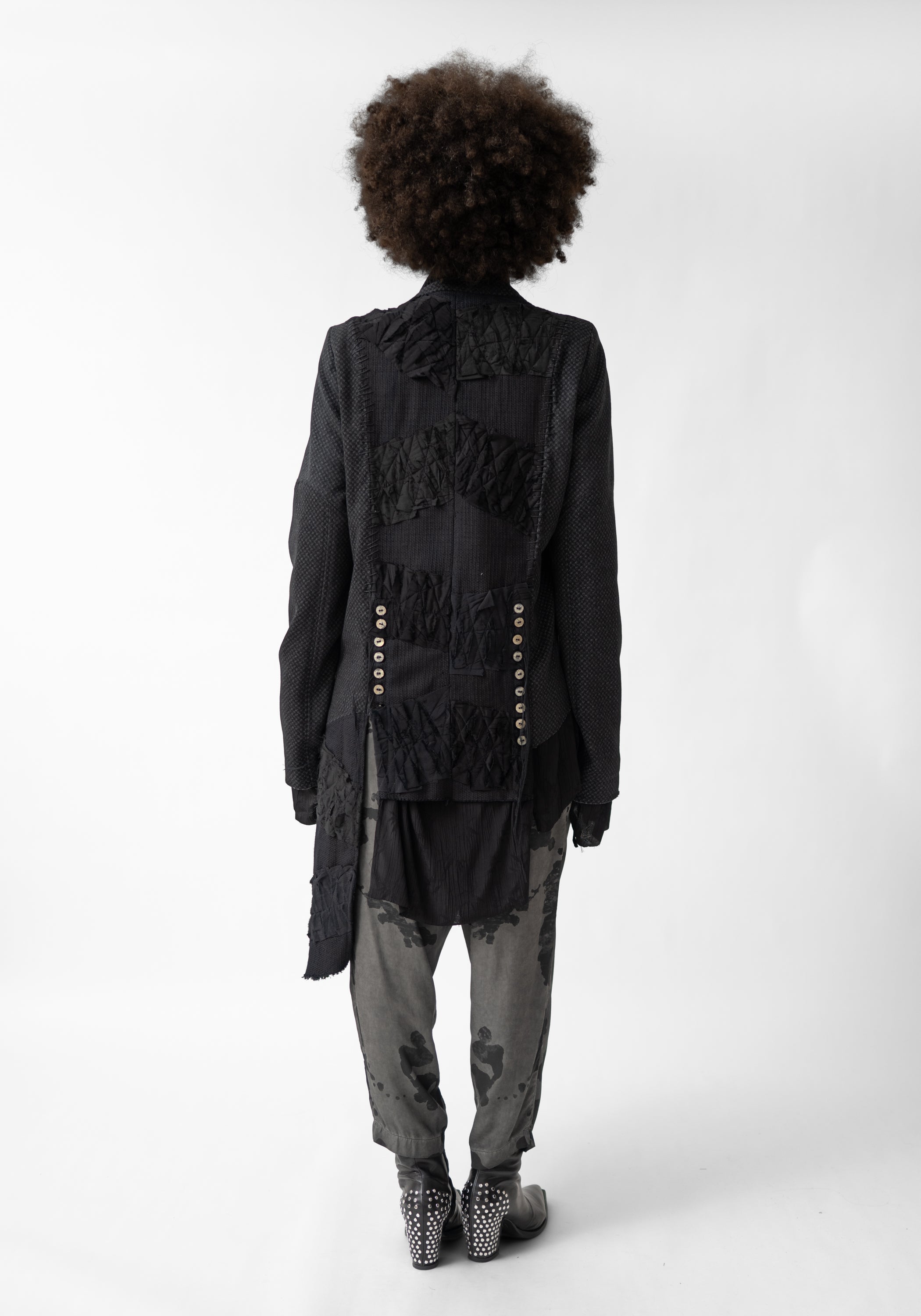 Opal Asymmetric Paneled Button and Tie Front Blazer - December Thieves