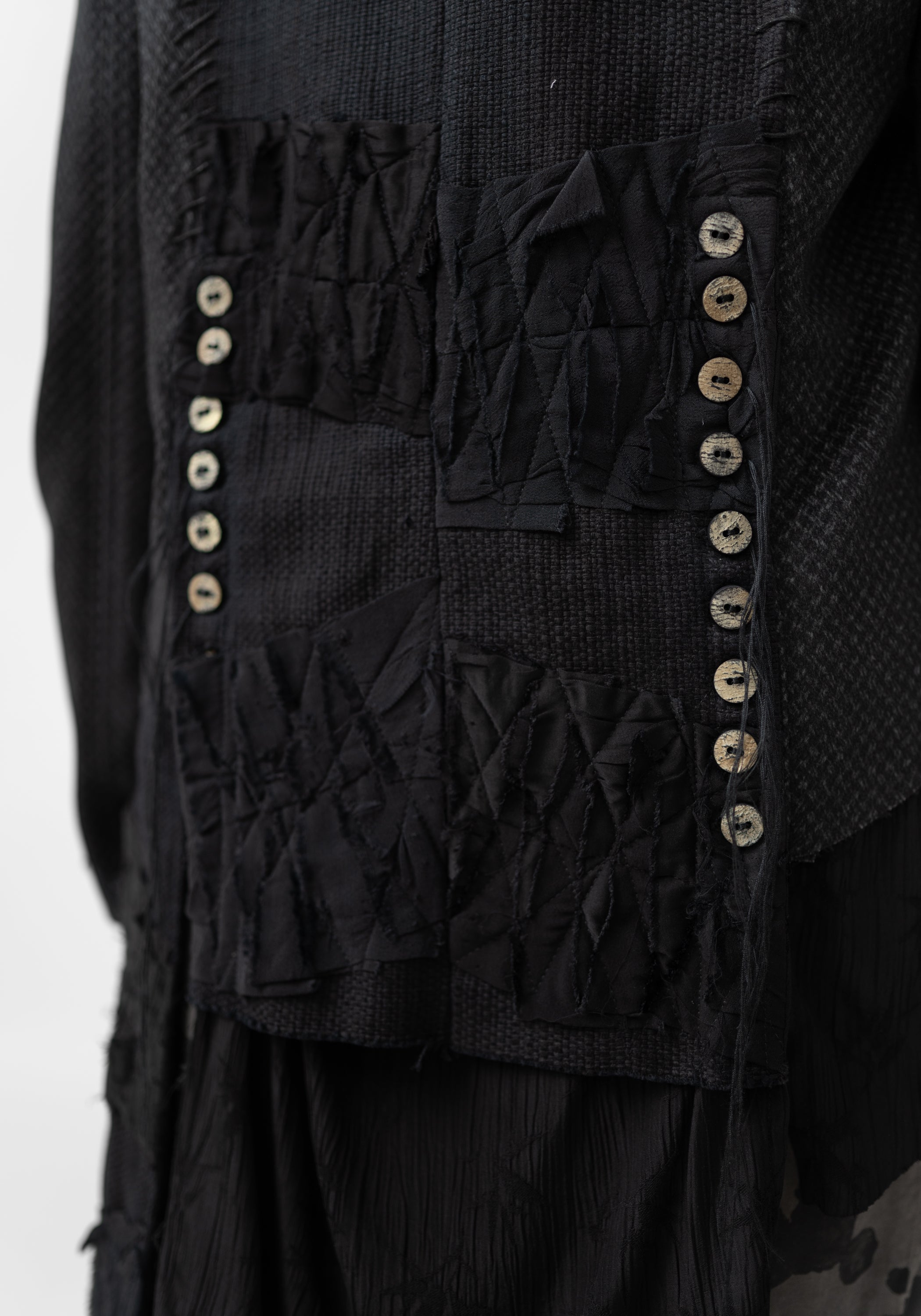 Opal Asymmetric Paneled Button and Tie Front Blazer - December Thieves