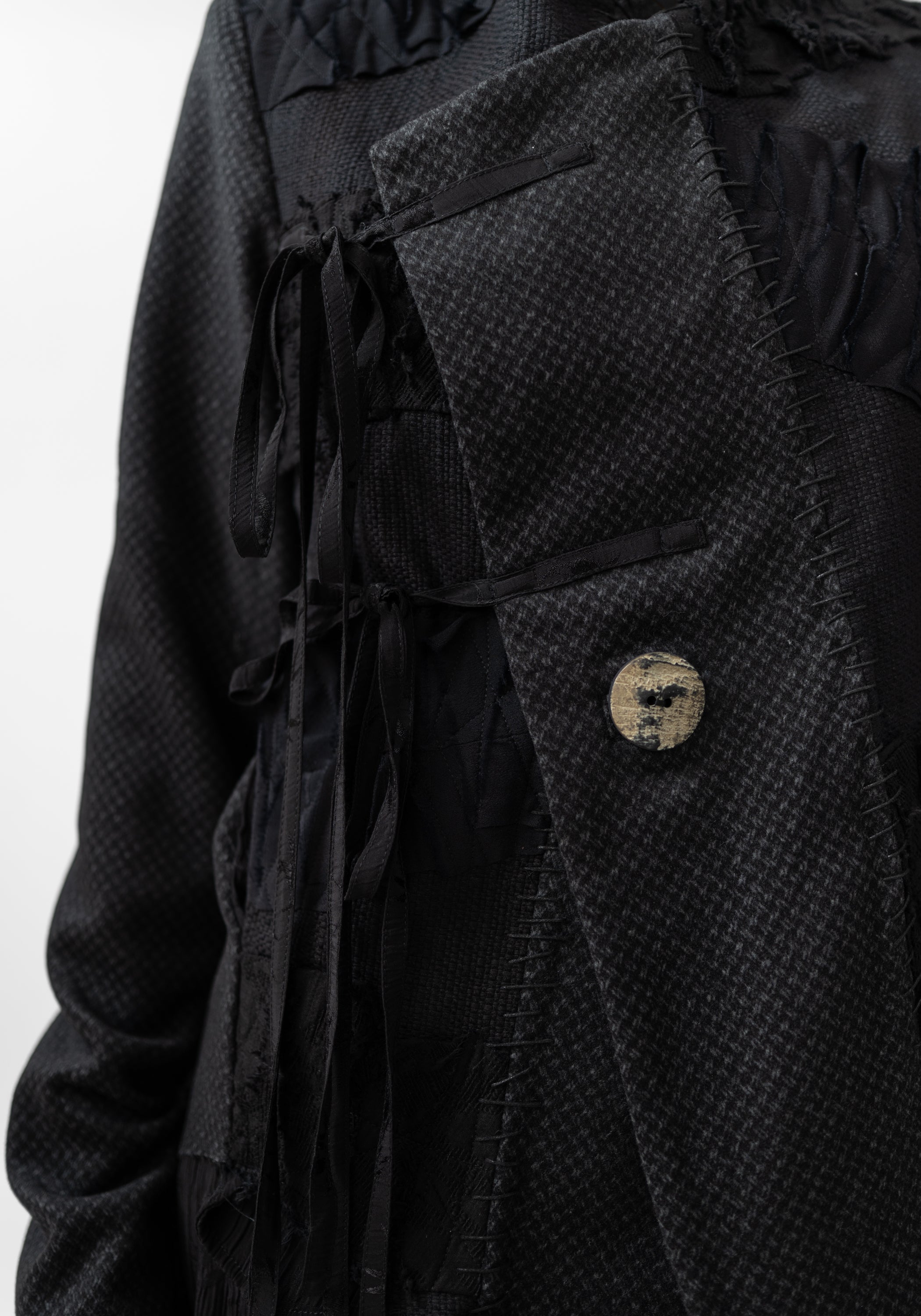 Opal Asymmetric Paneled Button and Tie Front Blazer - December Thieves