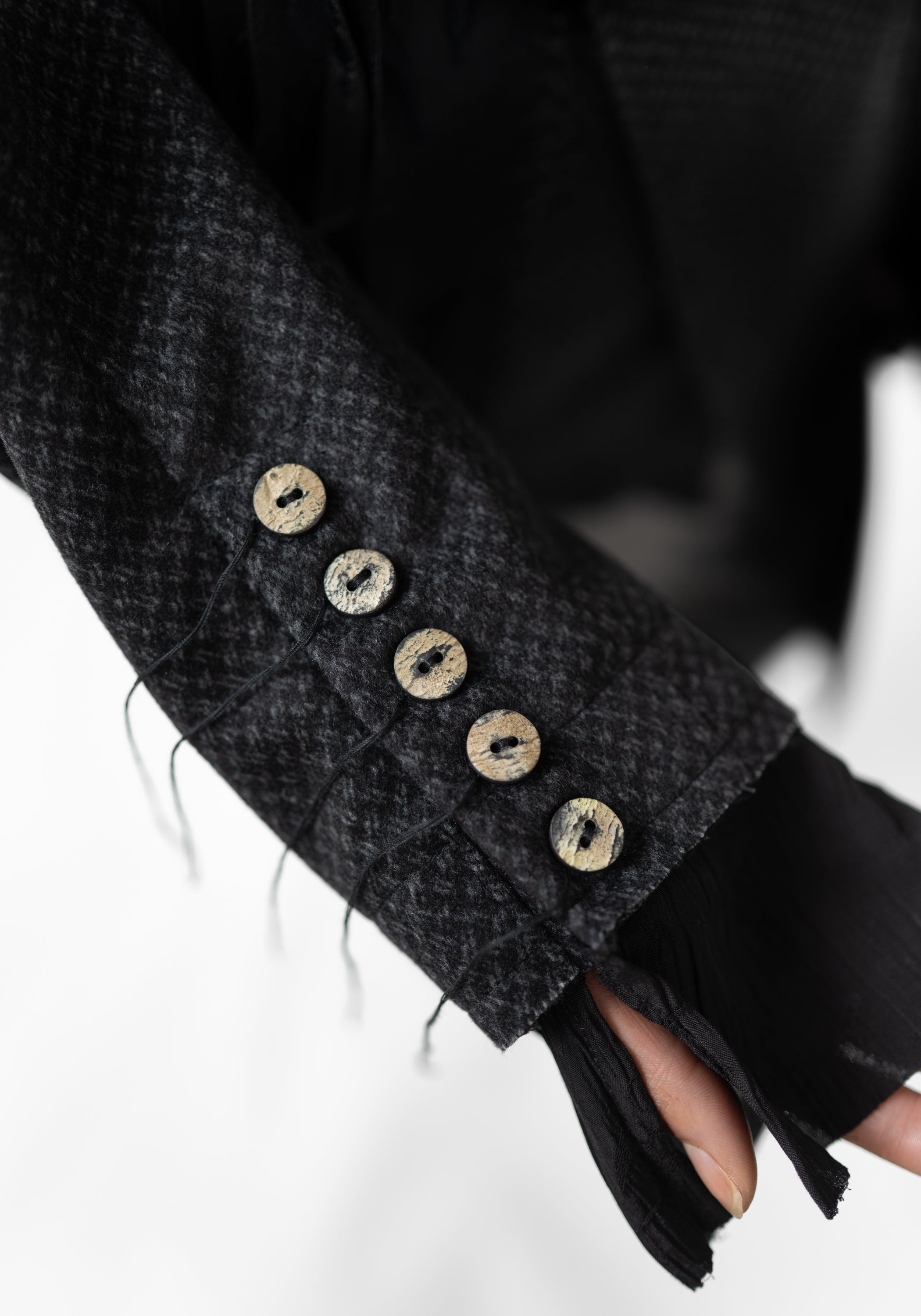 Opal Asymmetric Paneled Button and Tie Front Blazer - December Thieves