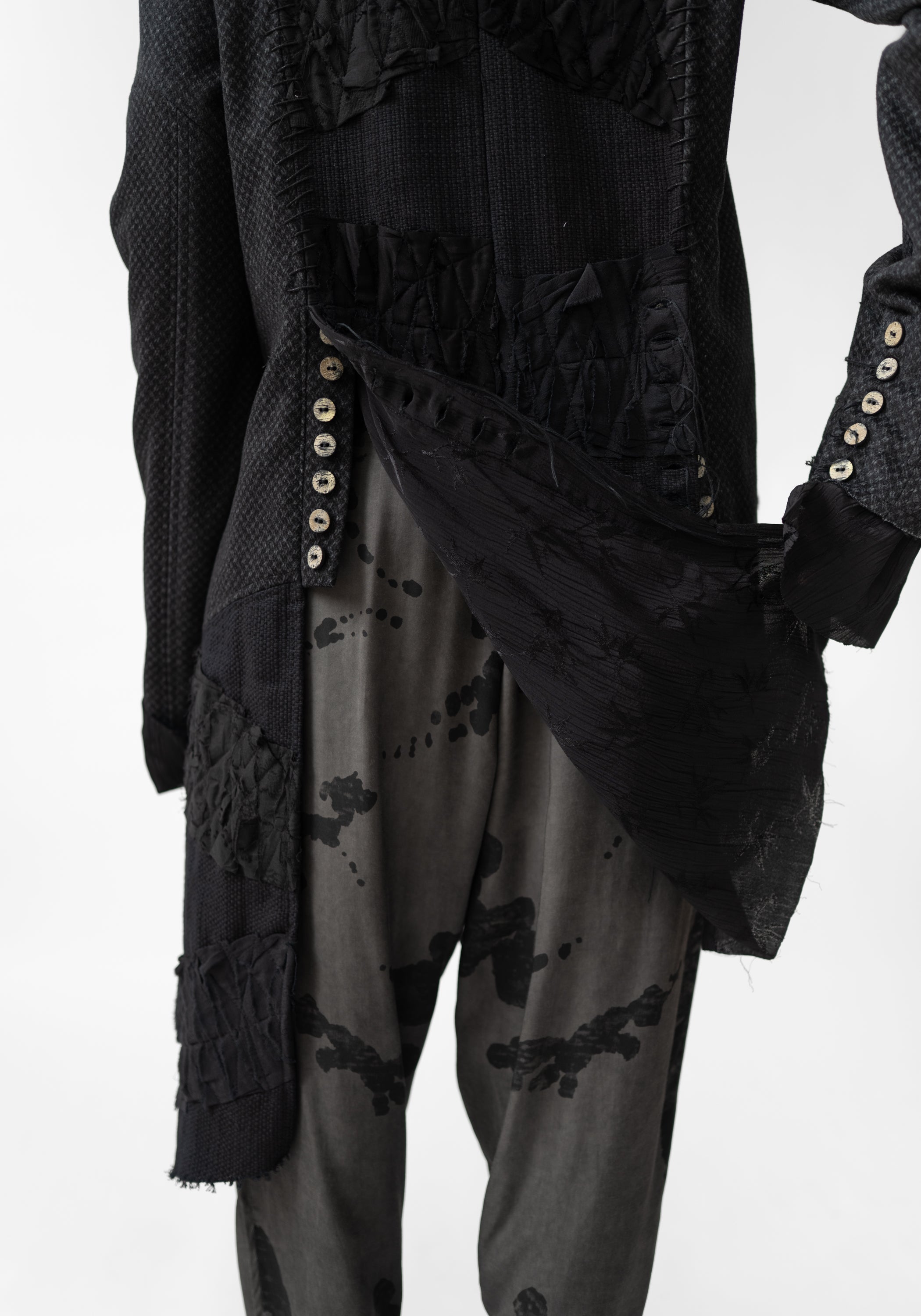 Opal Asymmetric Paneled Button and Tie Front Blazer - December Thieves