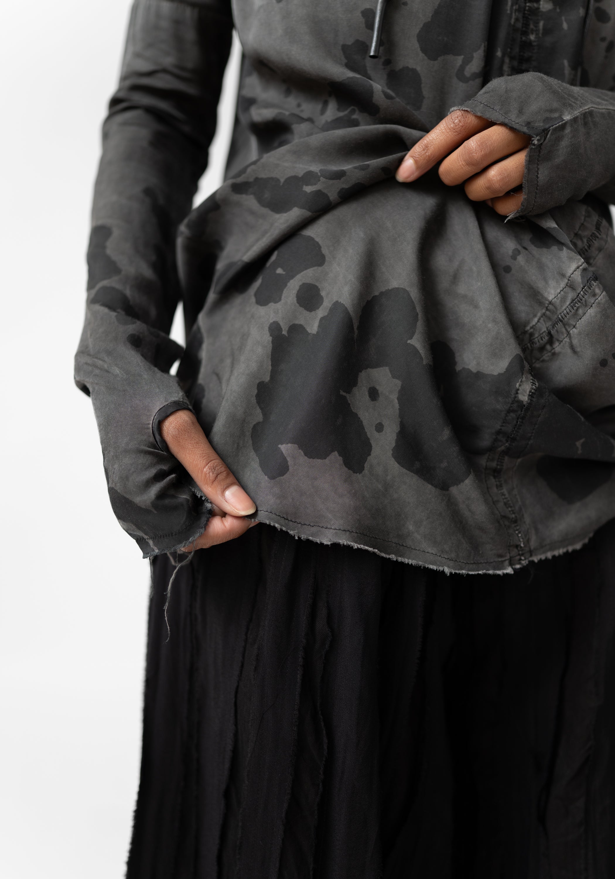 Vierkant Schal Drop Shoulder Hooded Tunic - December Thieves