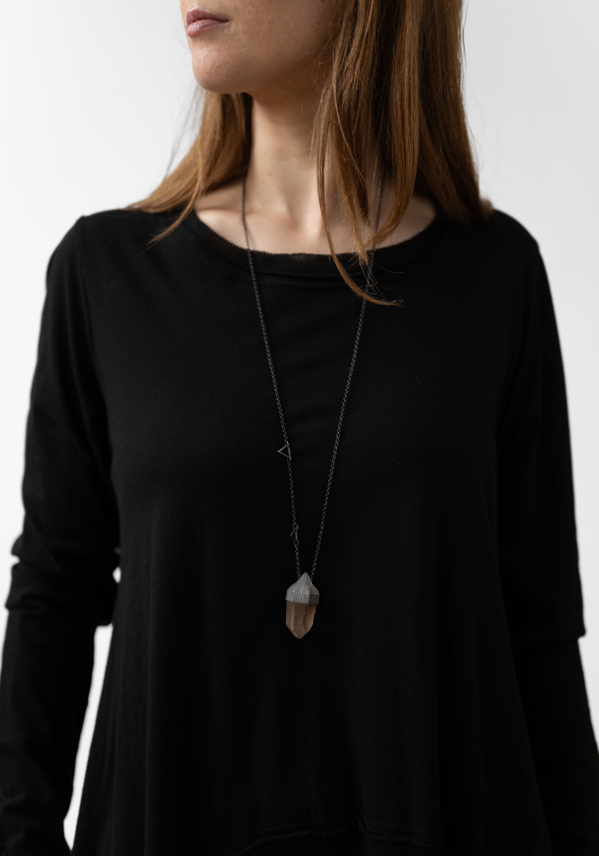 Crystal Home Lemur Oxidized Sterling and Quartz Necklace