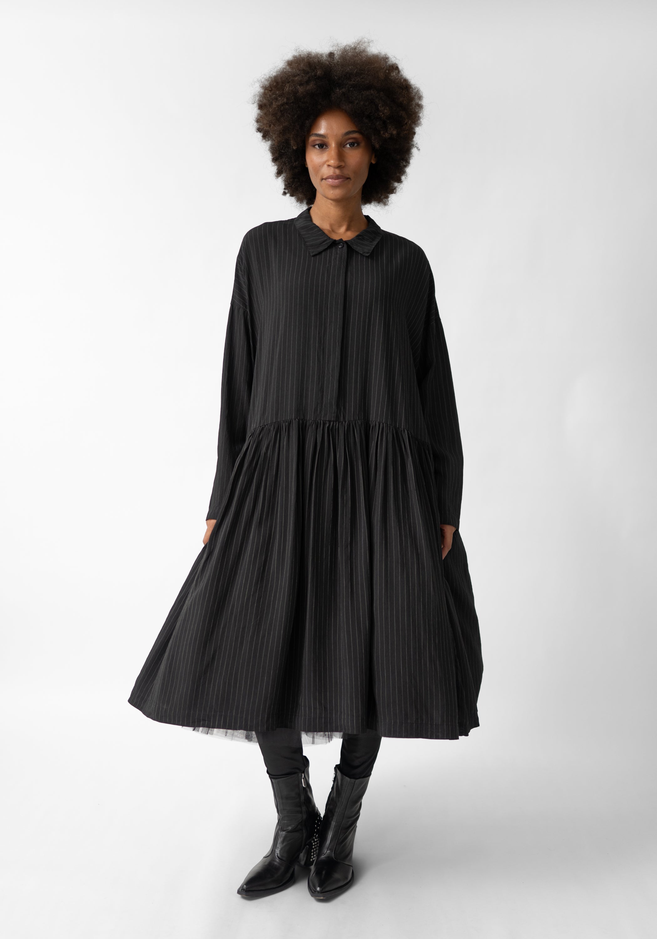 Oversized Silk Blend Shirt Dress