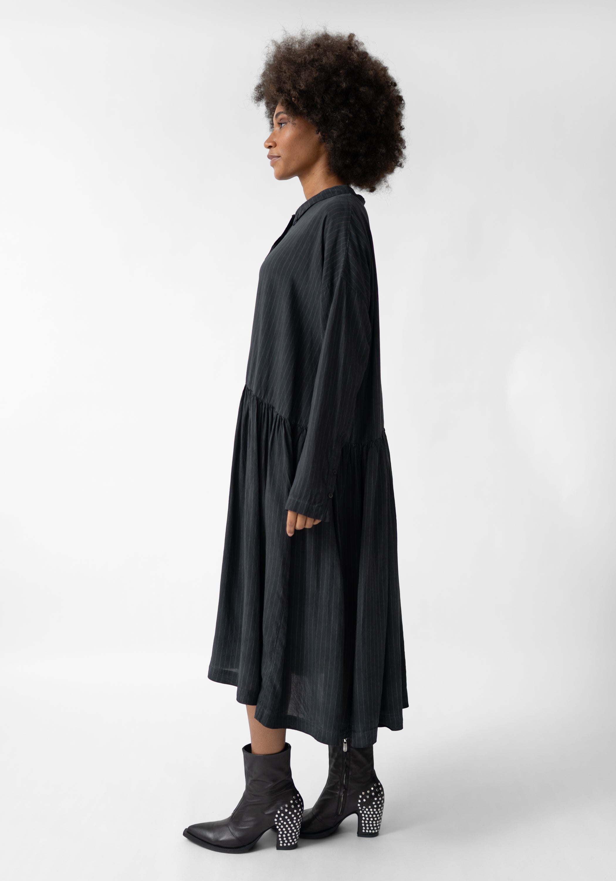 Oversized Silk Blend Shirt Dress