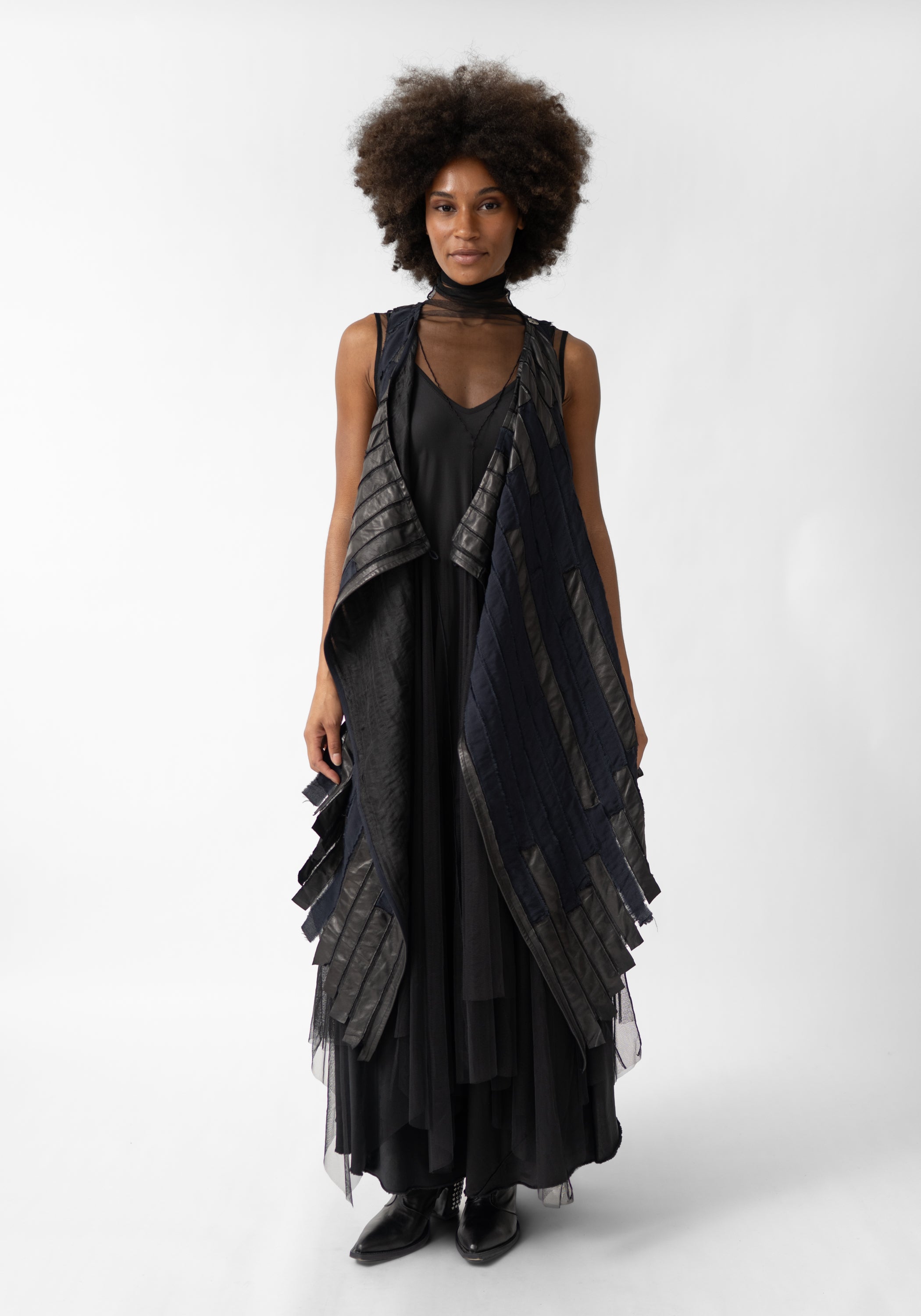 Agnes Paneled Leather Detail Vest