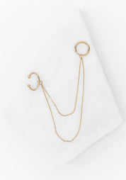 Single 9k Drop Ear Cuff and Double Chain With Clicker Hoop