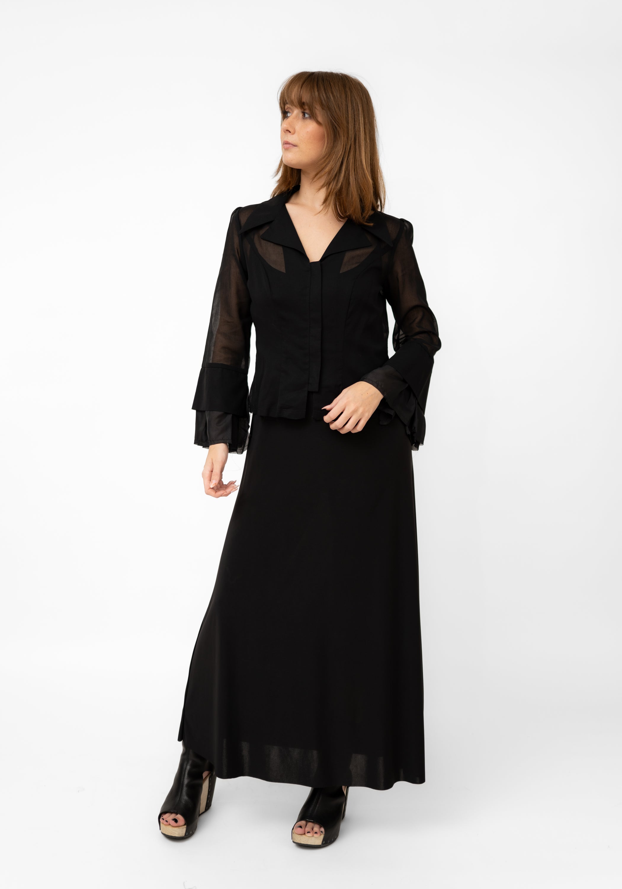 Sheer Zip Front Ralphie Boy Blouse