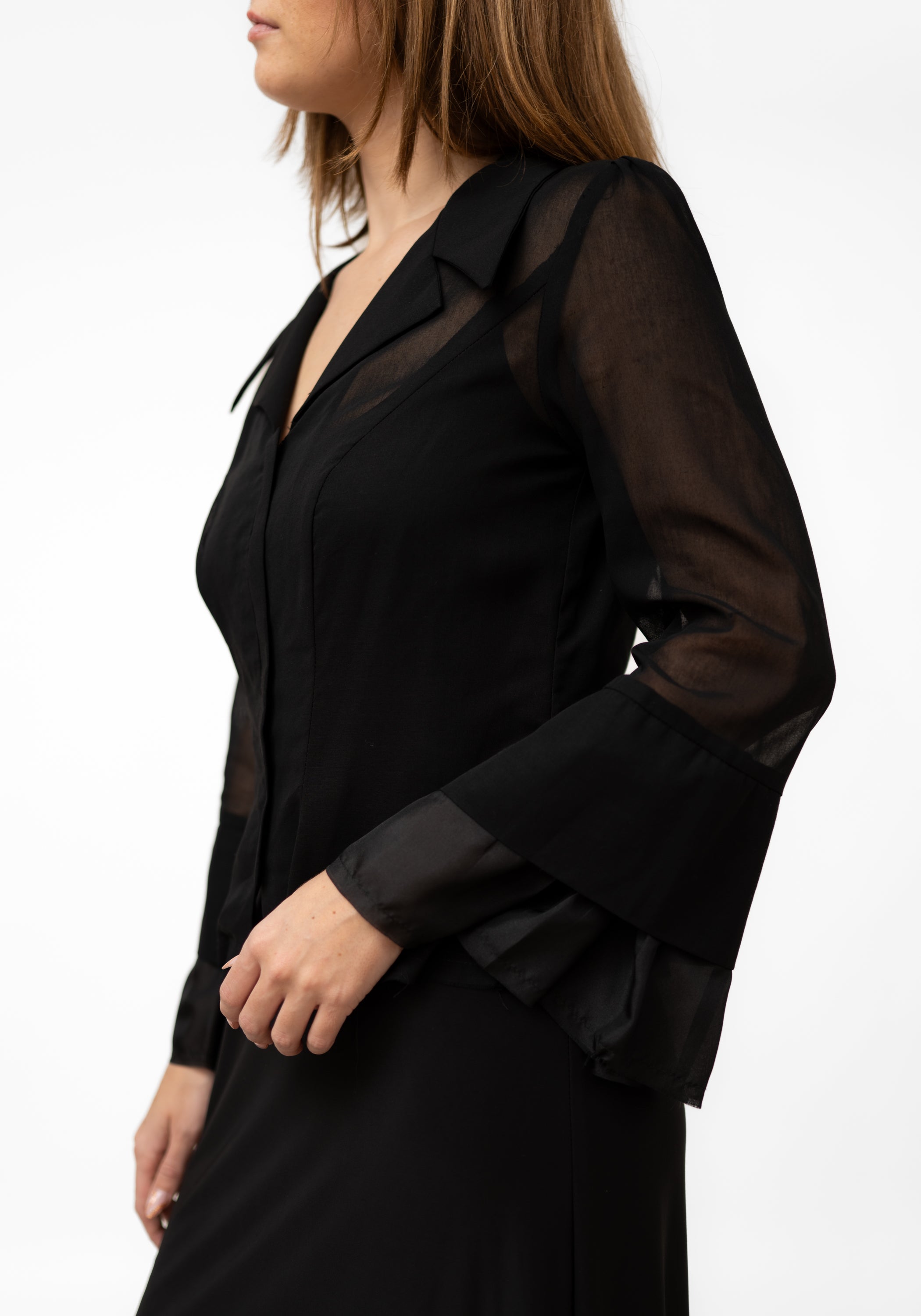 Sheer Zip Front Ralphie Boy Blouse