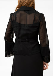 Sheer Zip Front Ralphie Boy Blouse