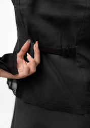 Sheer Zip Front Ralphie Boy Blouse