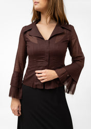 Sheer Zip Front Ralphie Boy Blouse