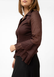 Sheer Zip Front Ralphie Boy Blouse