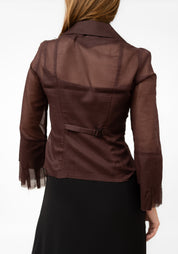 Sheer Zip Front Ralphie Boy Blouse