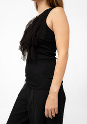 Hand Dyed Silk Ruffle Front Tank