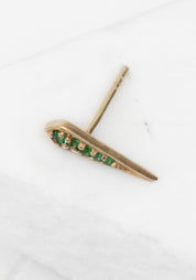 Single 9k Emerald Long Point Rhombus Stud