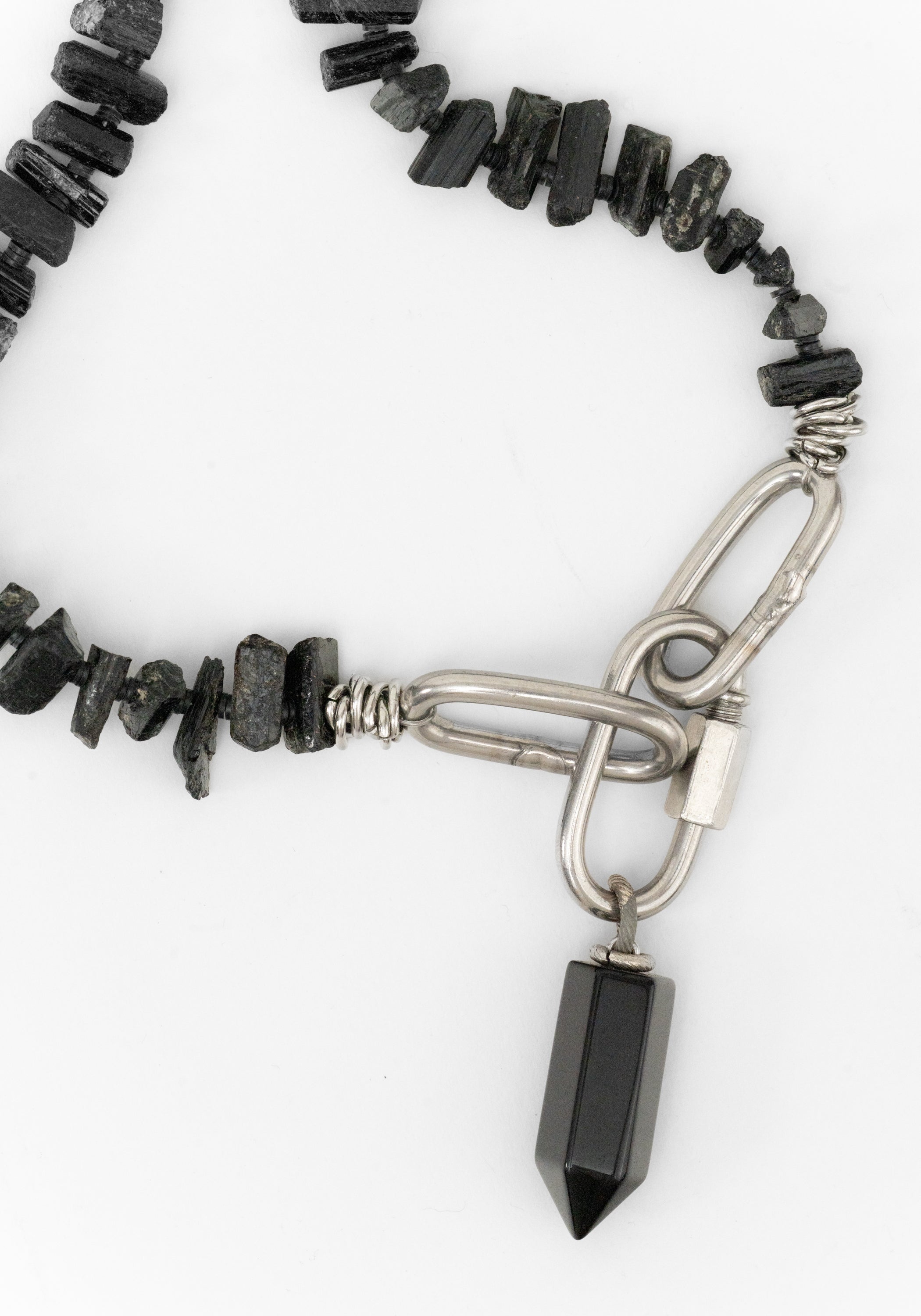 Black Tourmaline Stainless Chain Necklace