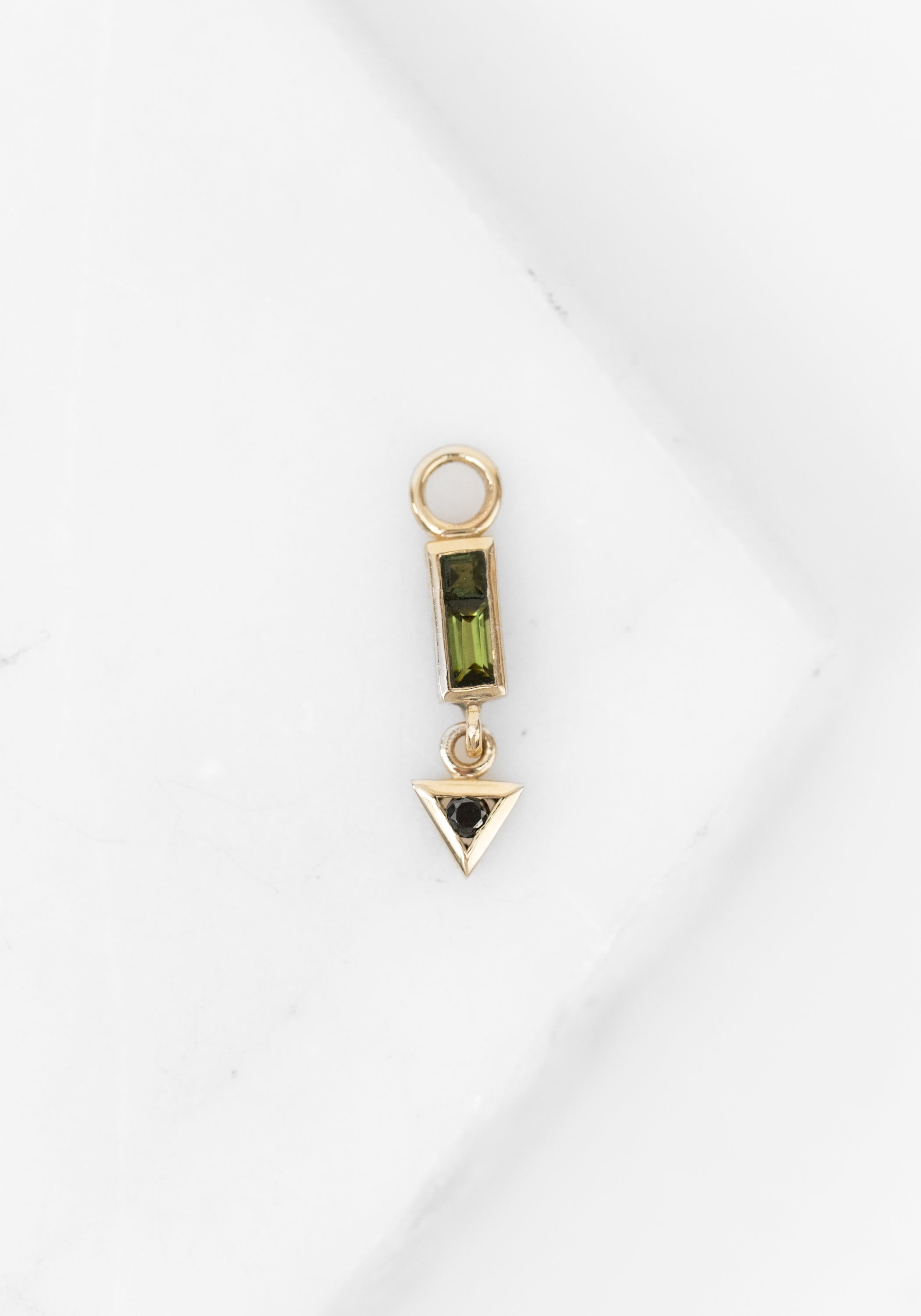 Single 9k Green Tourmaline and Black Diamond Plaque