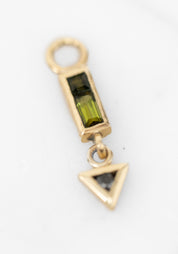 Single 9k Green Tourmaline and Black Diamond Plaque