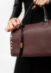 Studded Dark Red Leather Bag