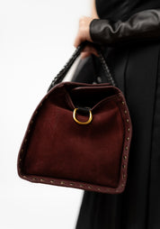 Studded Dark Red Leather Bag