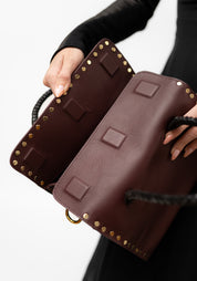 Studded Dark Red Leather Bag