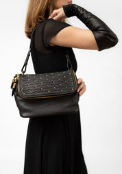 Mini Studded Black Leather Crossbody
