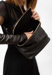 Mini Studded Black Leather Crossbody