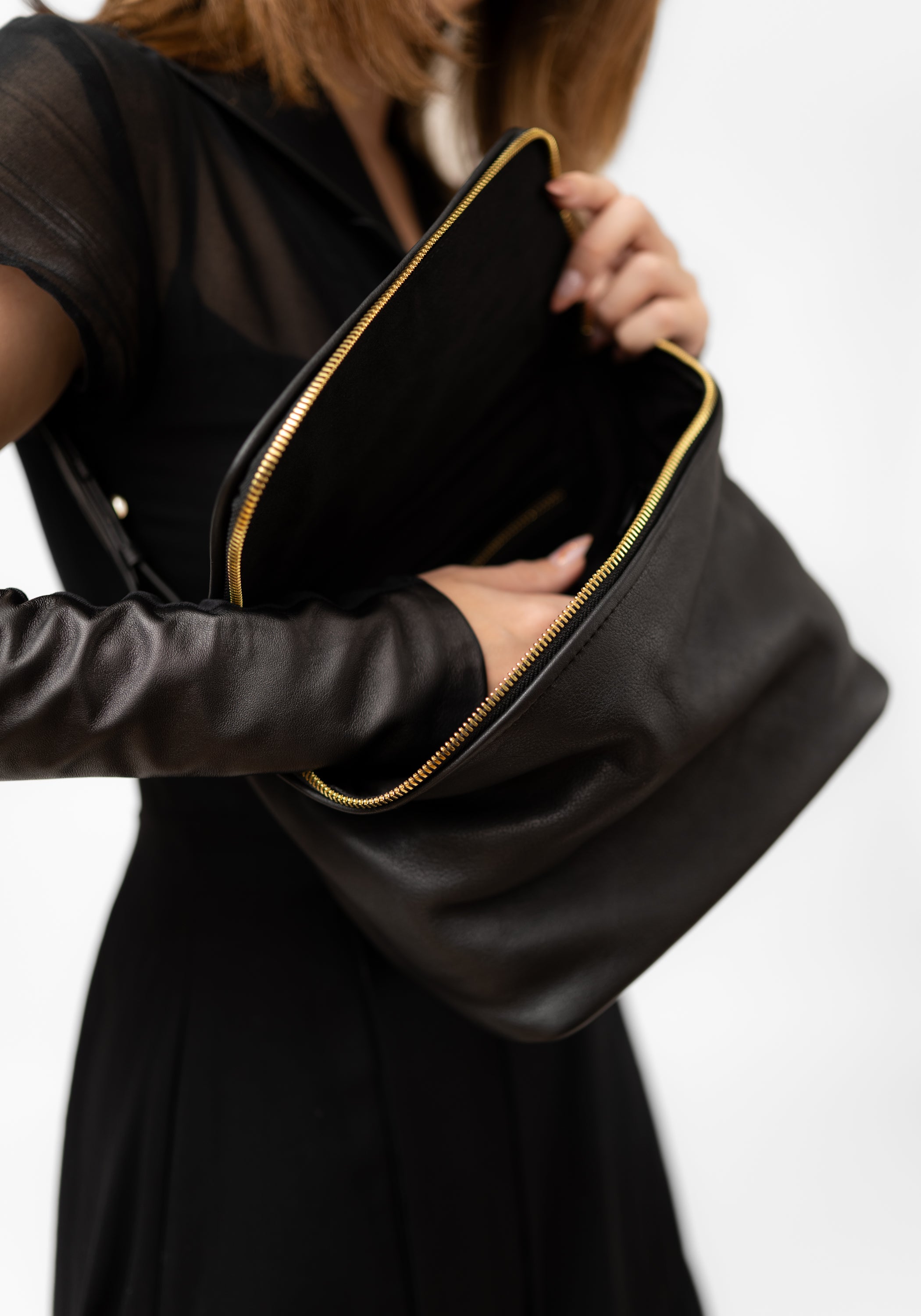 Mini Studded Black Leather Crossbody